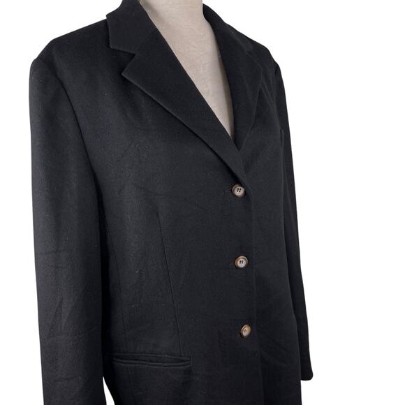 LL Bean Coat Blazer Wool Cashmere Blend 18W Black Pockets - Picture 6 of 16